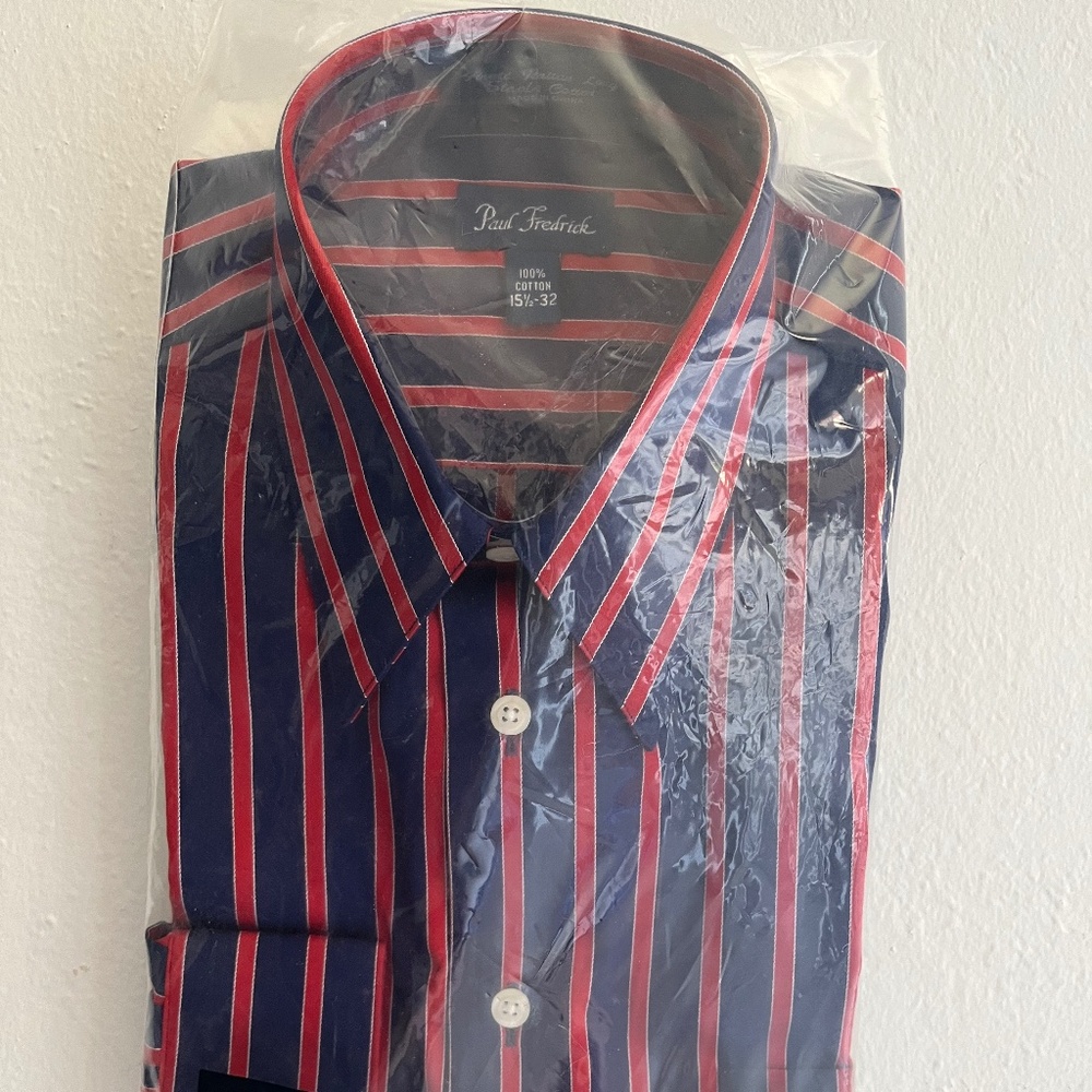 Paul Fredrick, Blue/Red striped Long Sleeved Shirt